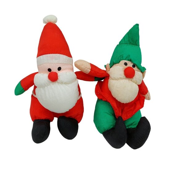 Soft dreams Nylon Santa Claus 5" stuffed toy plush Set Of 2 - Picture 1 of 8